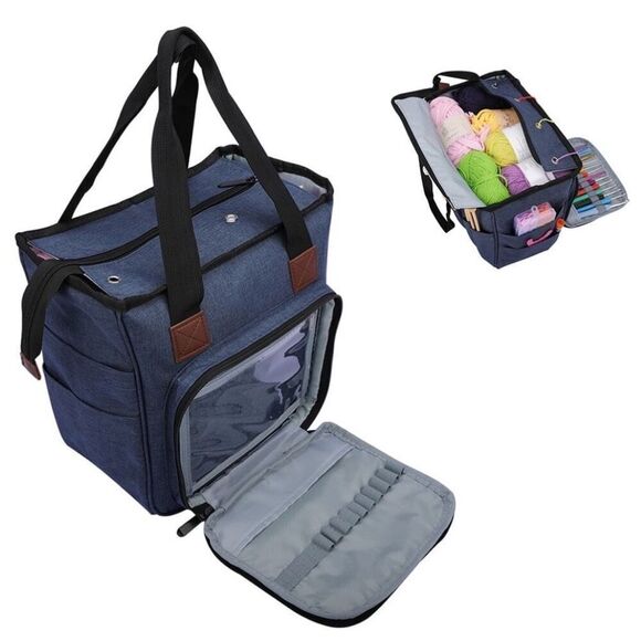 Knitting Bag Yarn Tote Organizer Womens Crochet Storage with Inner Dividers New - Picture 8 of 11